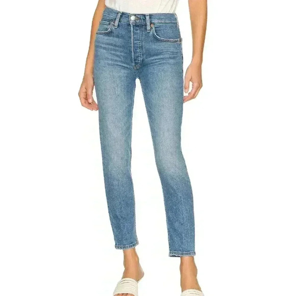 Re/Done Denim - Re/Done Originals 90s High Rise Ankle Crop Jeans True Blue